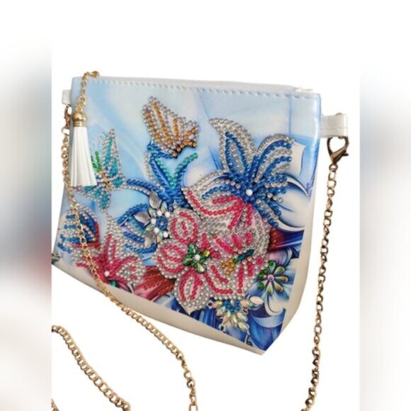 Diamond Painting Butterfly and Flower Cross body/Clutch  Art Bag - Picture 5 of 7